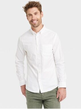 Goodfellow & Co White Men's Button-Down Oxford Shirt Standard Fit Size XL